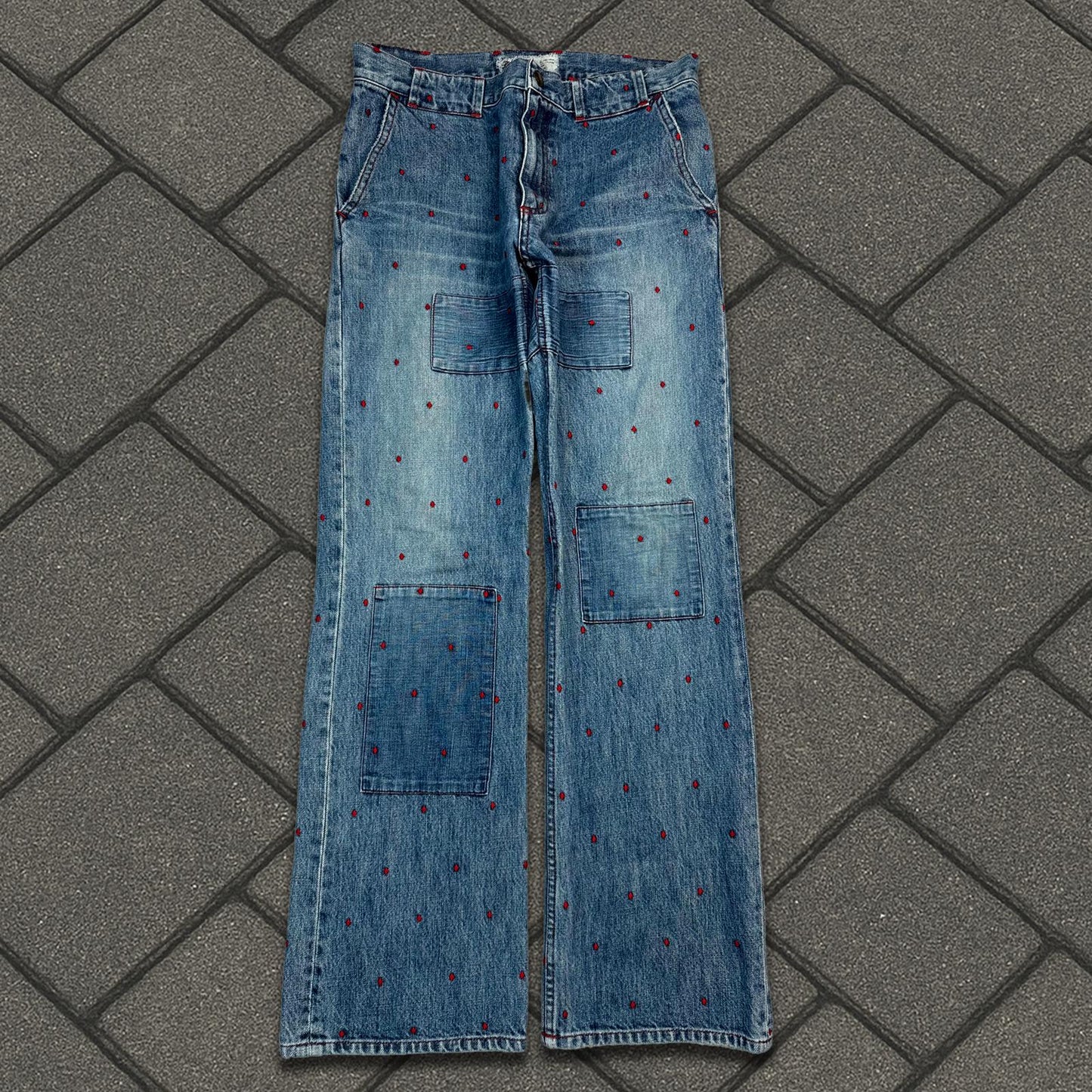 SS02 Undercover Polka Dot Flare Denim