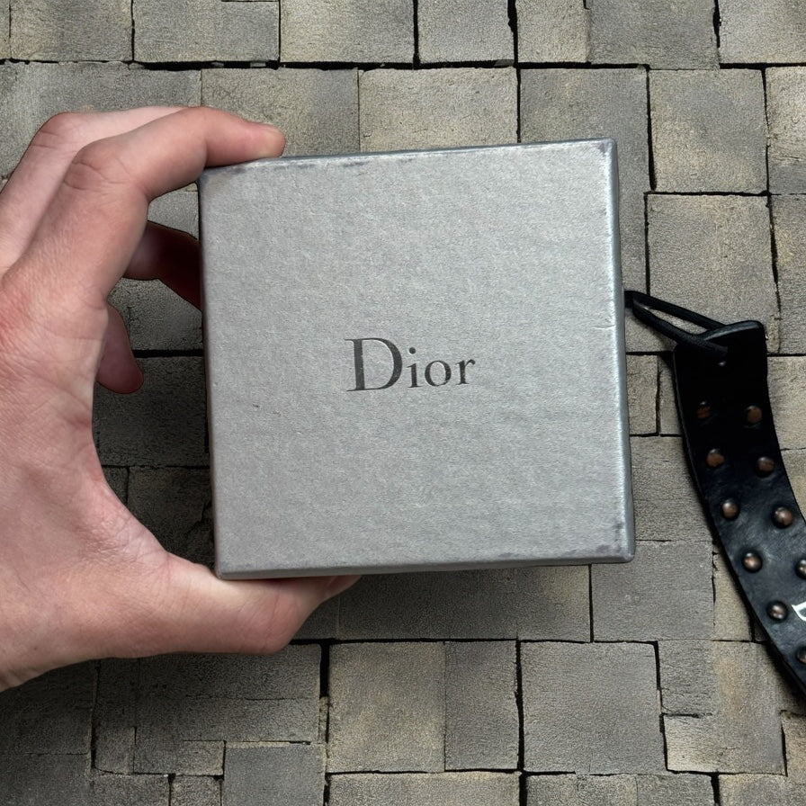 SS04 Dior Homme Black Studded Strip Bracelet