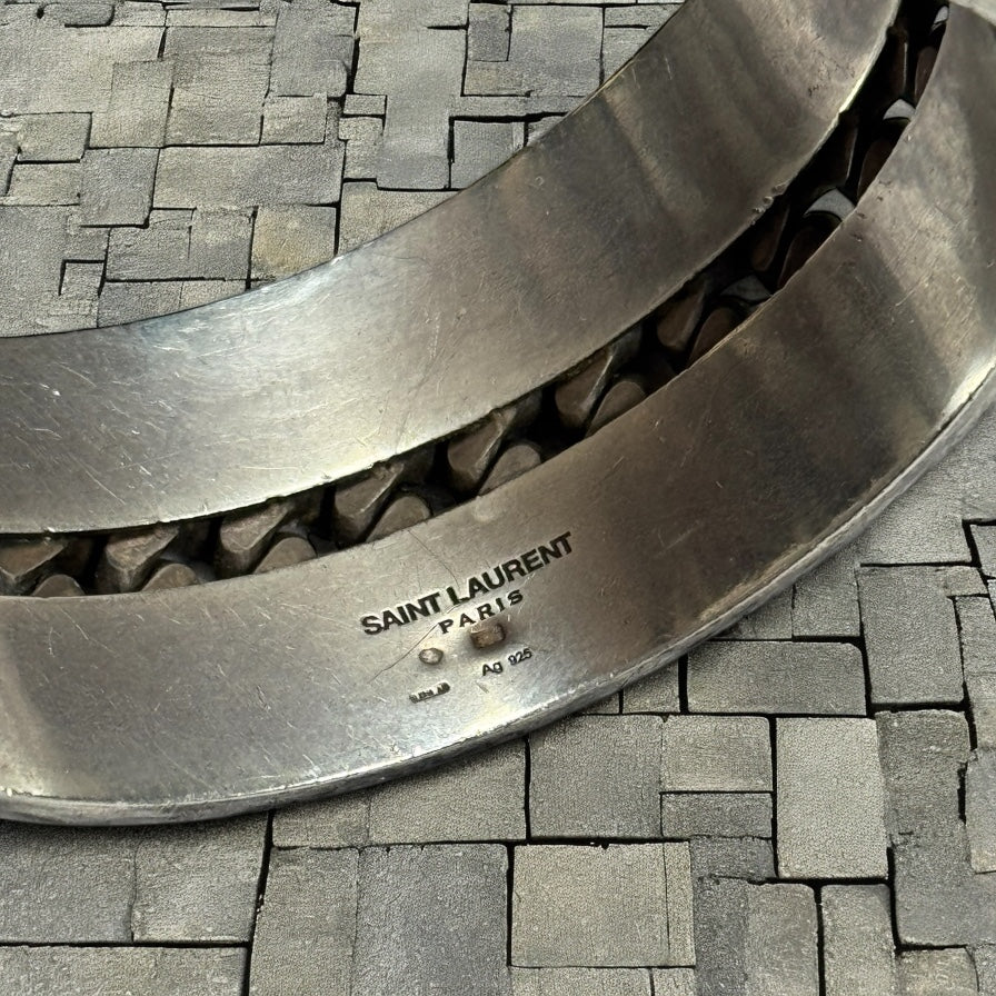 SS15 Saint Laurent Paris “Psych Rock” Silver Bangle Bracelet
