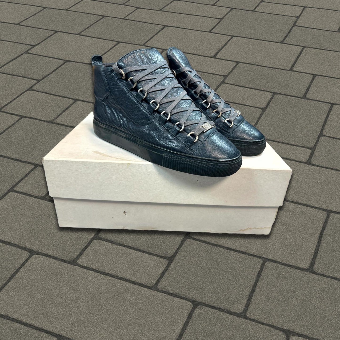 Balenciaga Navy Blue High Top Arena Sneaker
