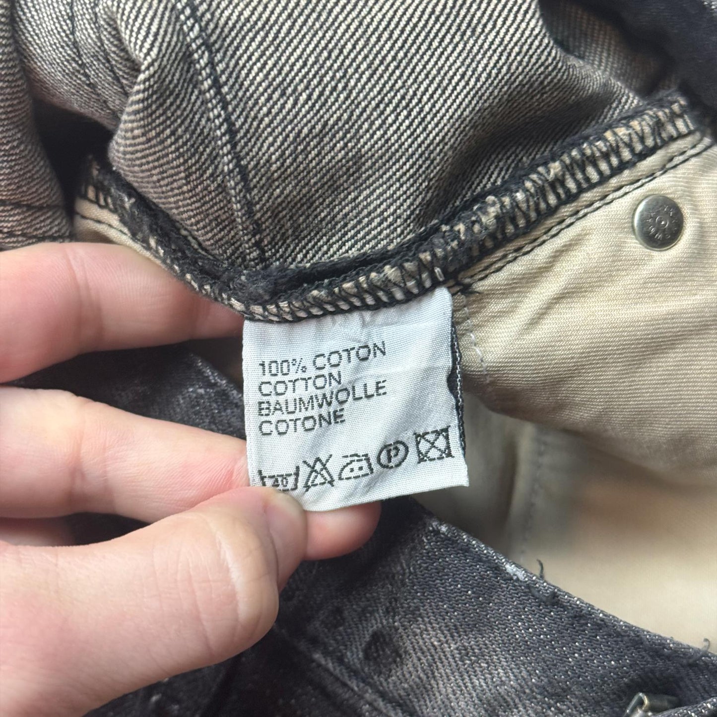 AW04 Dior Homme Black Luster Wax Denim