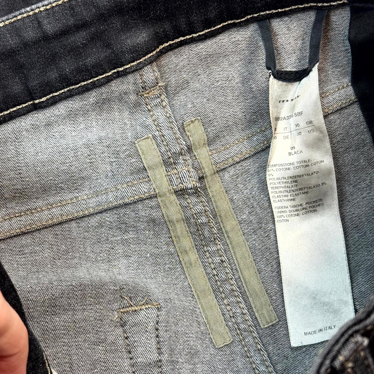 Rick Owens Drkshdw Waxed Tyrone Cut Denim