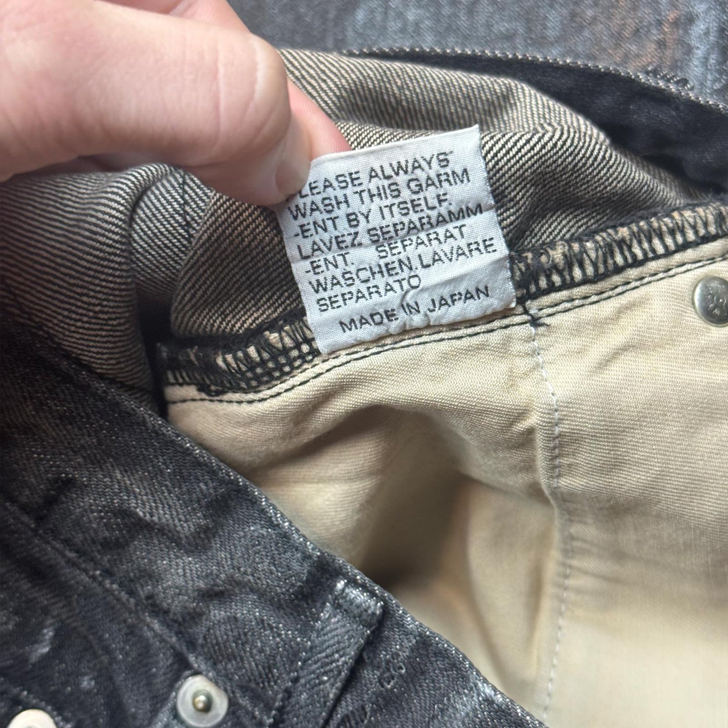 AW04 Dior Homme Black Luster Wax Denim