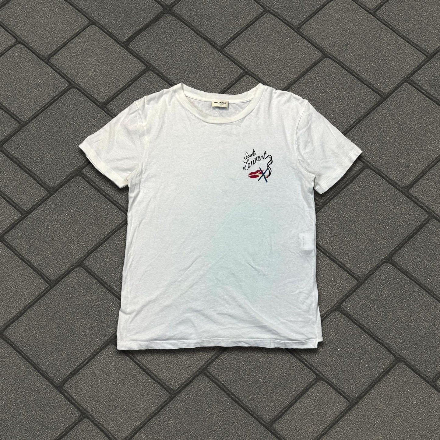 2017 Saint Laurent Paris White “No Smoking” Tee