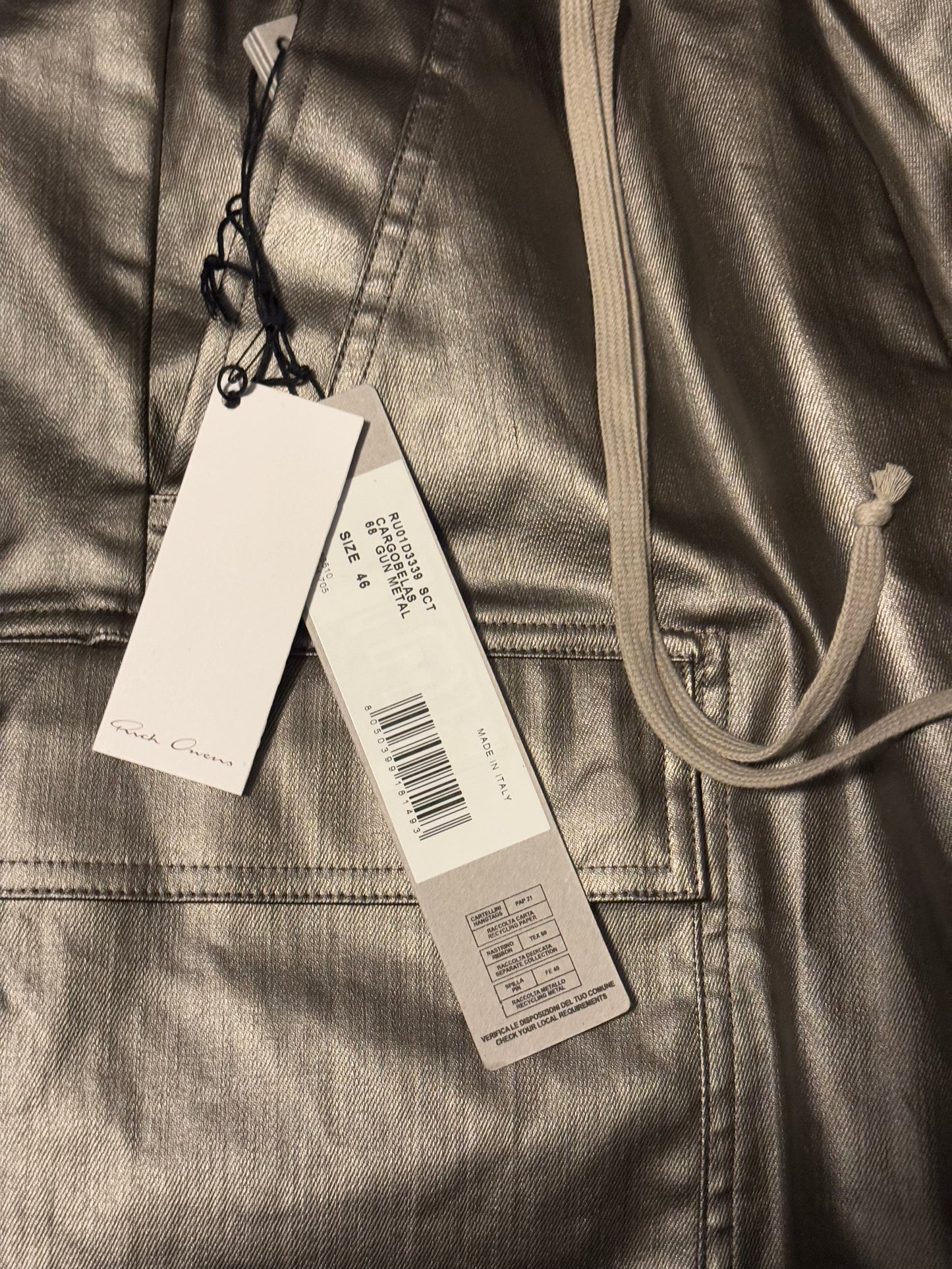 SS24 Rick Owens “Lido” Gun Metal Double Cargo Bela