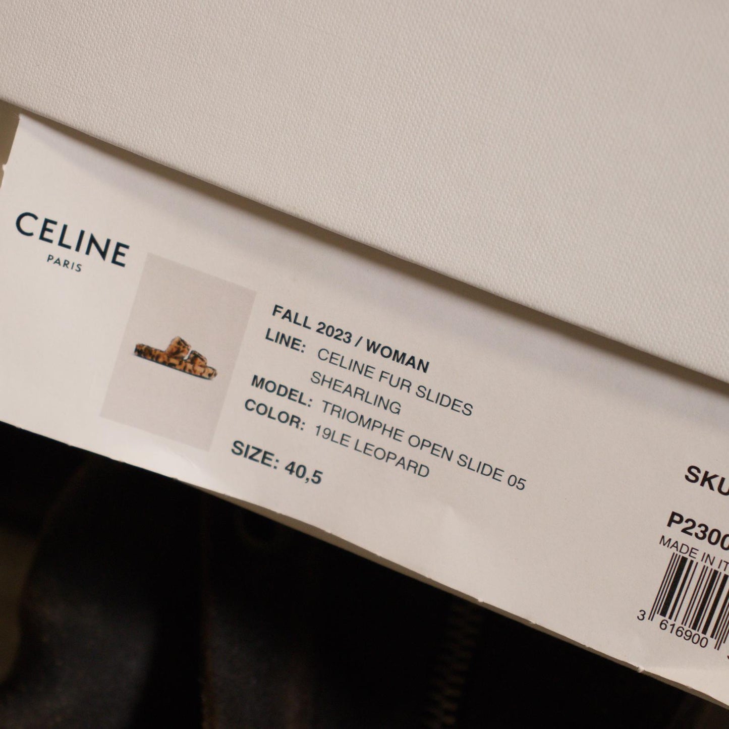 FW23 Celine Leopard Shearling Fur Slides