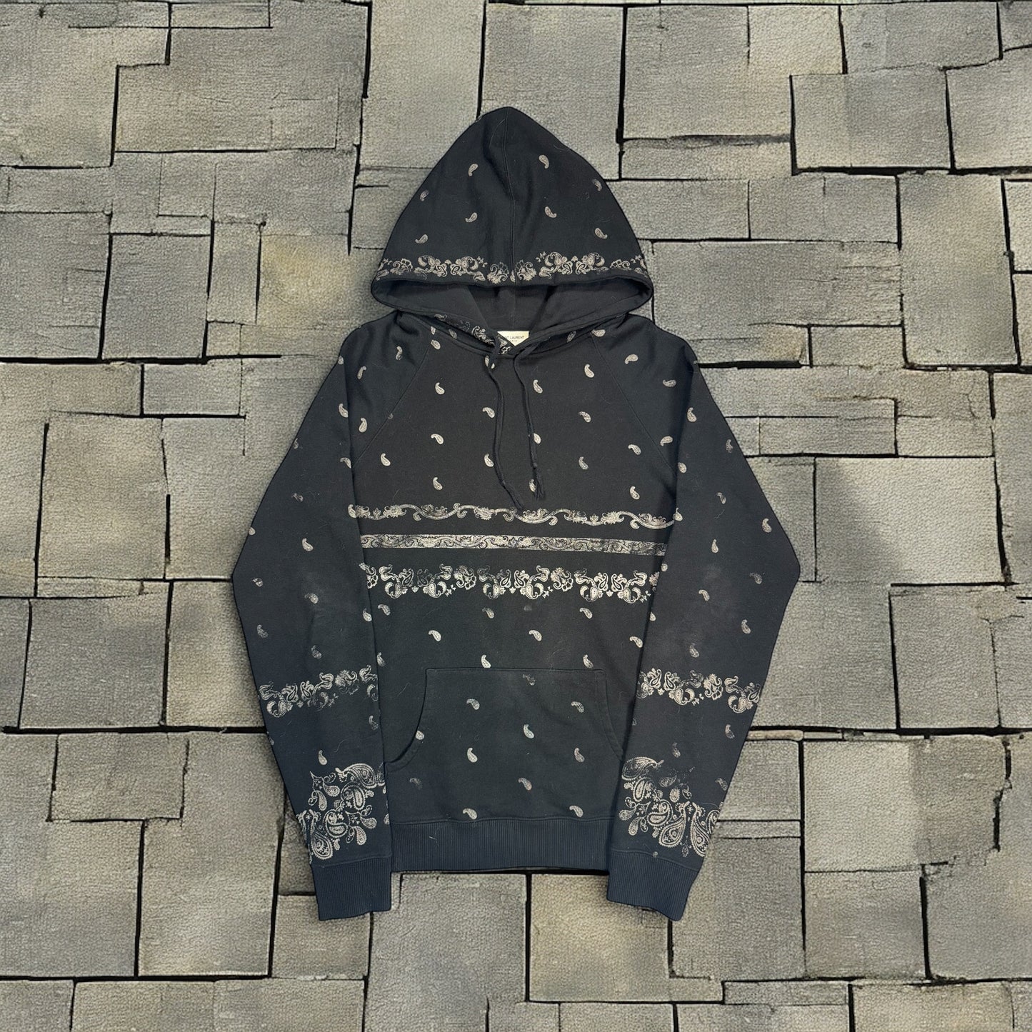 2018 Saint Laurent Paris Paisley Bandana Hoodie