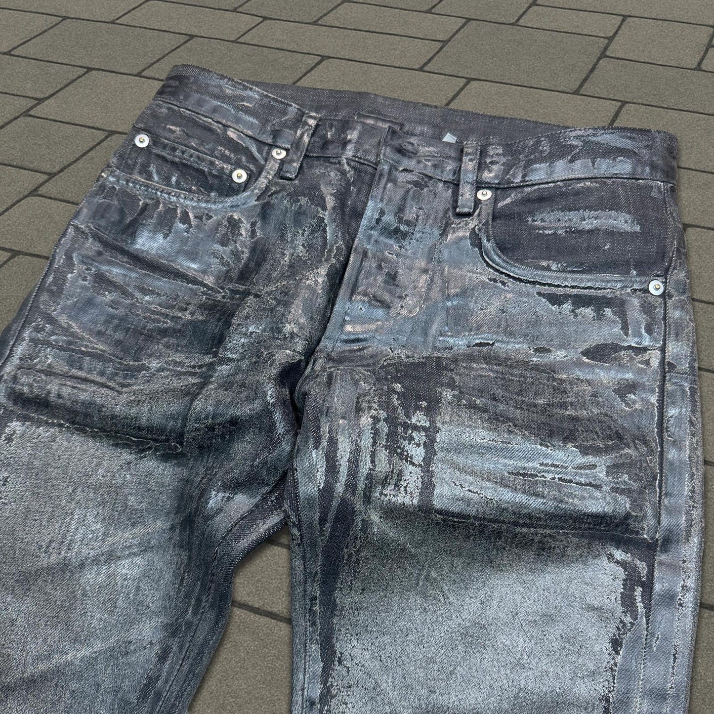 AW08 Dior Homme Black Luster Wax Denim