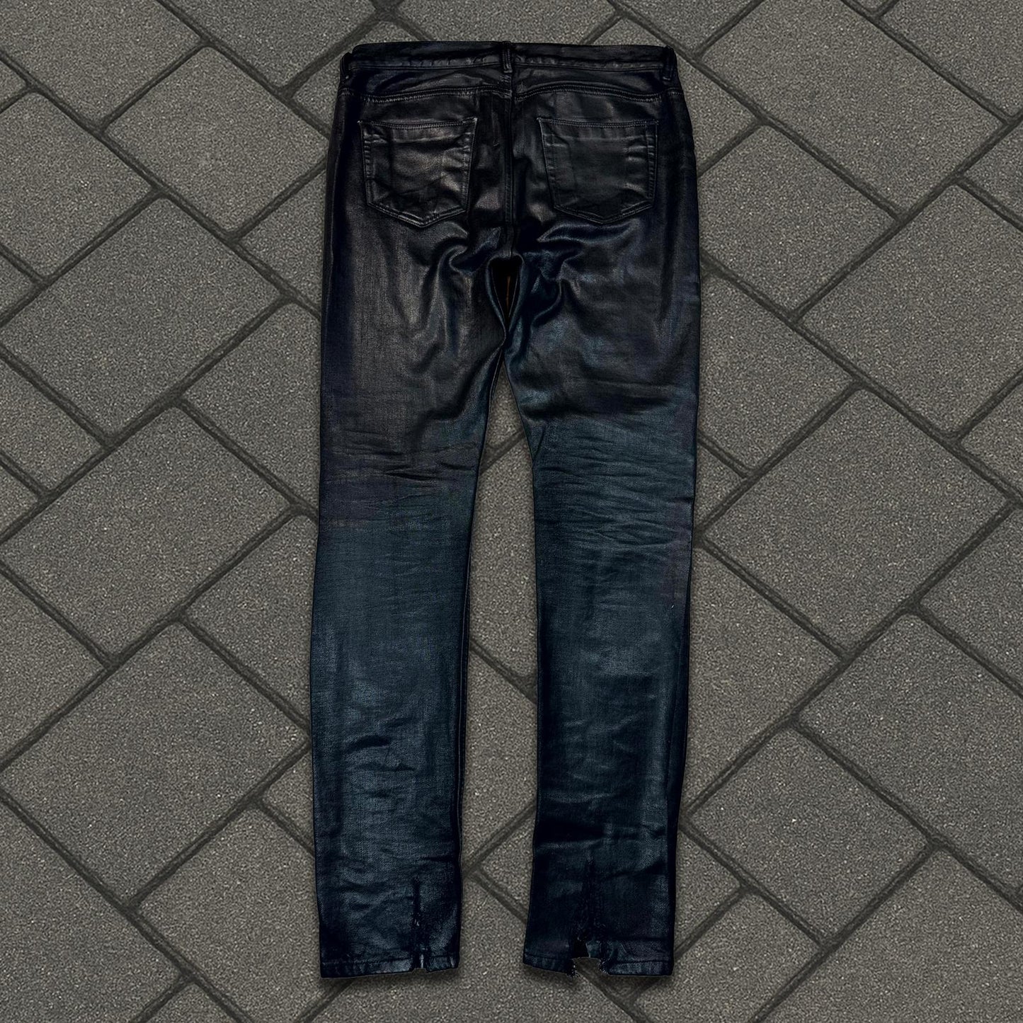 SS16 Rick Owens Black Waxed Torrence Cut Denim