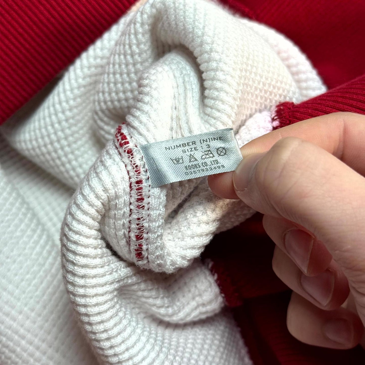 AW00 Number Nine Red Thermal Redisun Hoodie