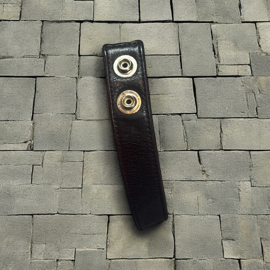 Chrome Hearts Black Leather Heart 3 Snap Bracelet