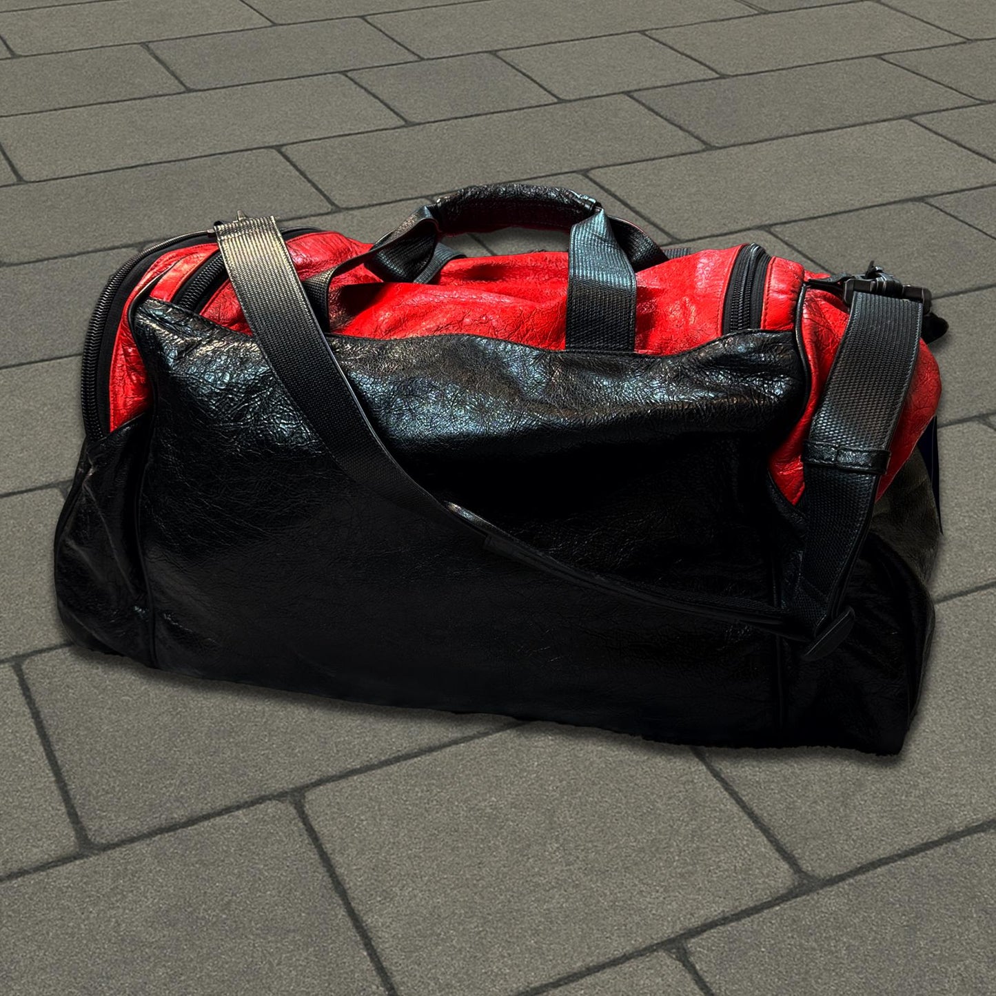Balenciaga Adidas Trefoil Red Leather Duffel Bag