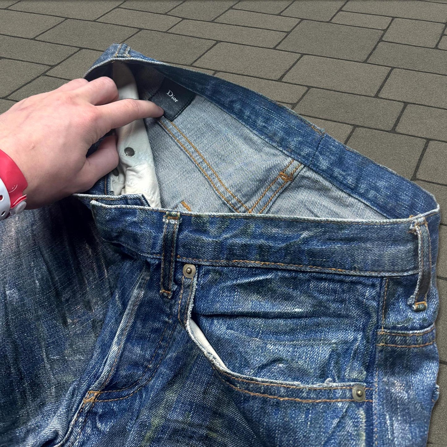AW03 Dior Homme Blue Waxed Luster Denim