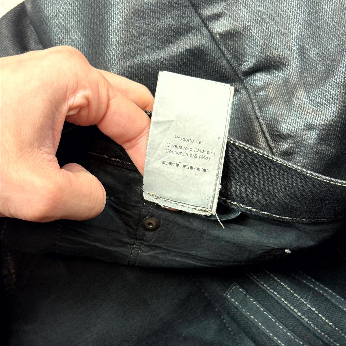 SS16 Rick Owens Black Waxed Torrence Cut Denim