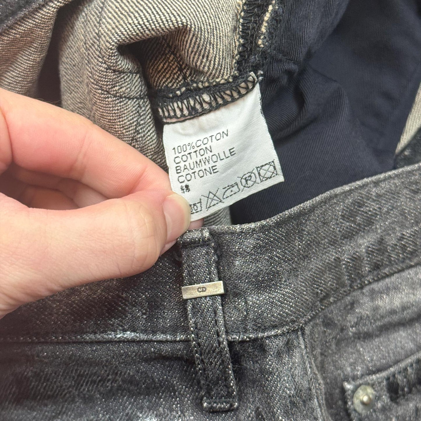 AW04 Dior Homme Black Luster Wax Denim