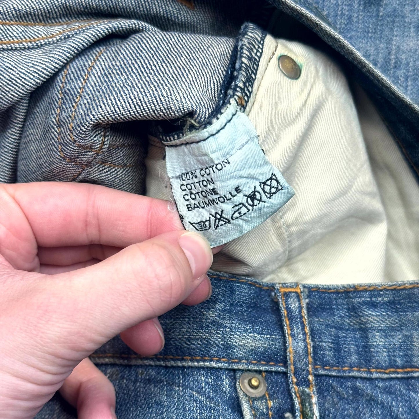 AW05 Dior Homme Green Wax Luster Denim