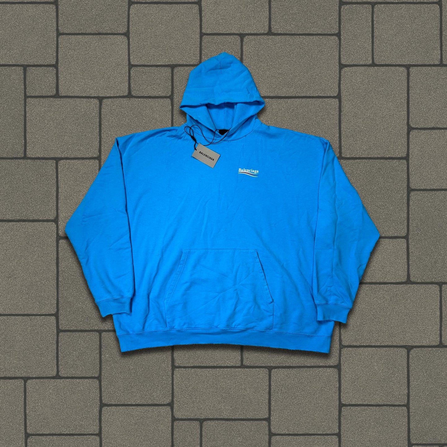 SS23 Balenciaga Blue Distressed Campaign Hoodie