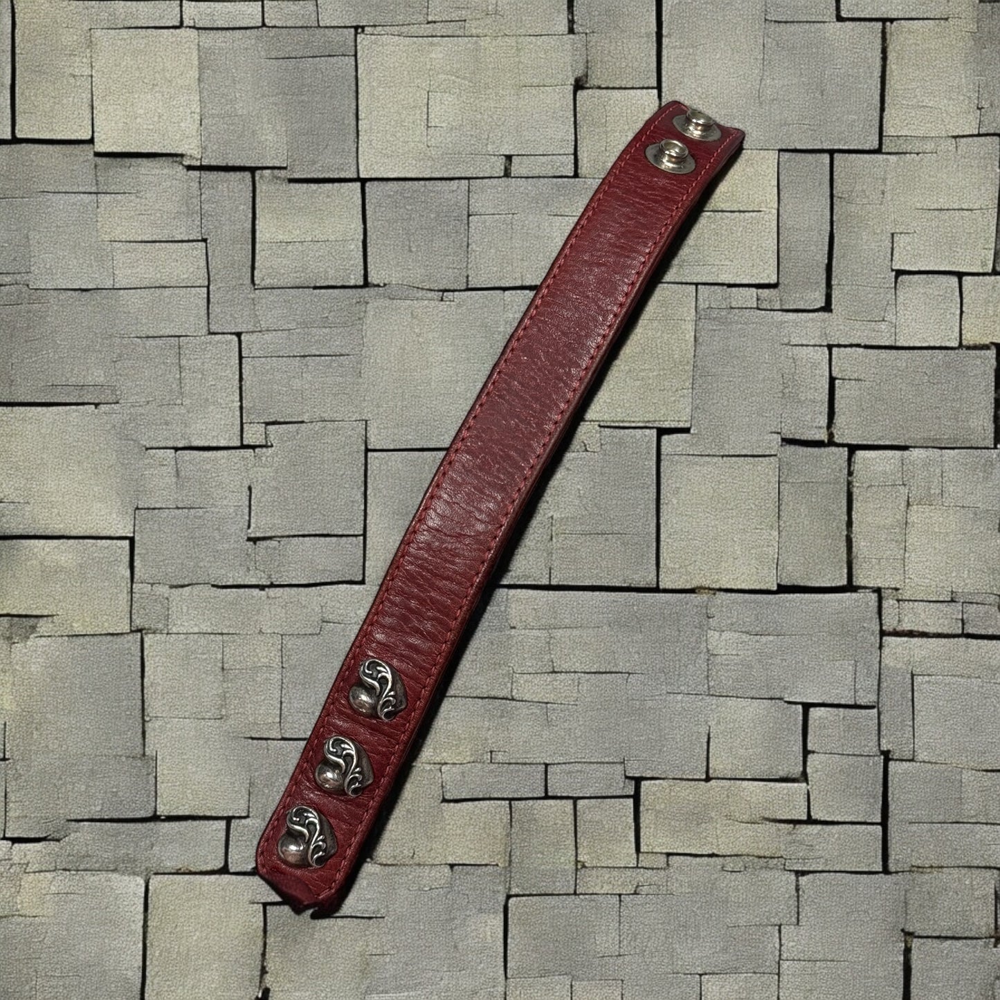 Chrome Hearts Red Heart 3 Snap Bracelet