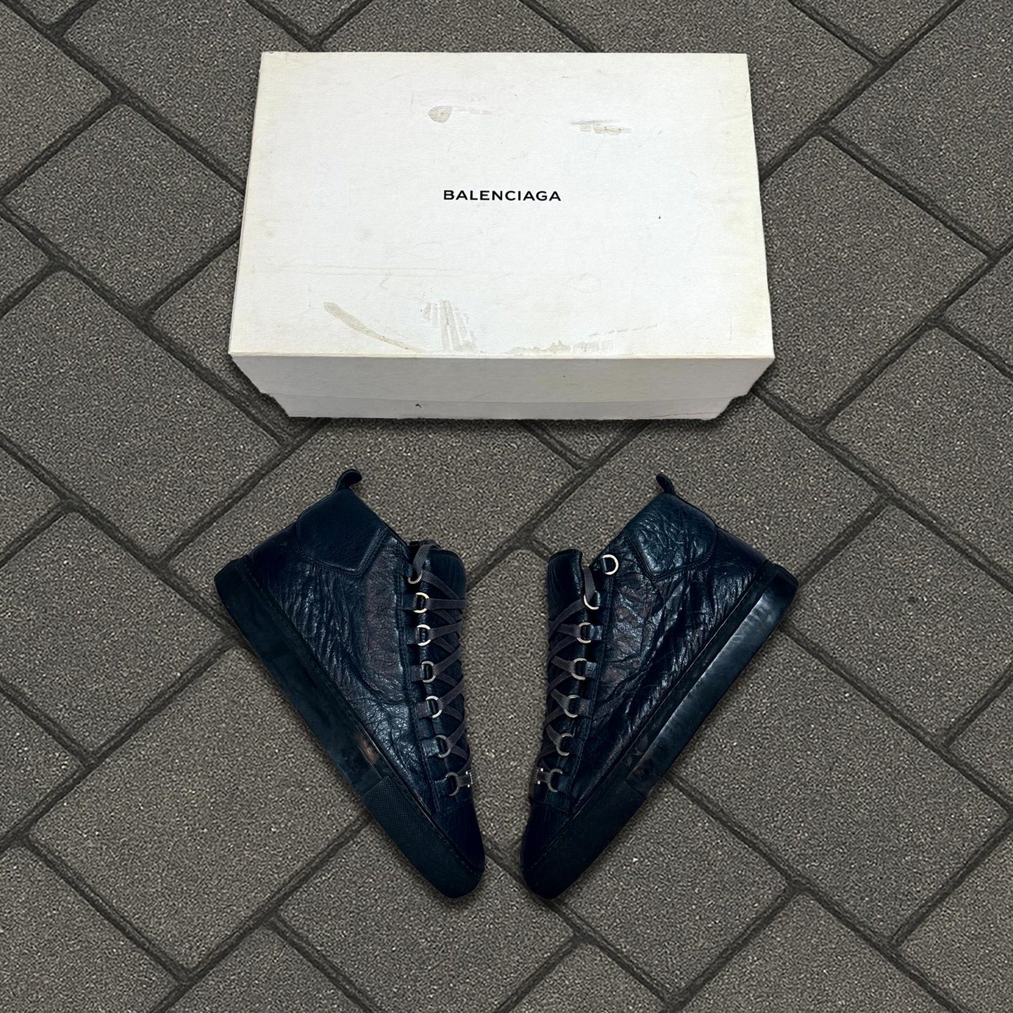 Balenciaga Navy Blue High Top Arena Sneaker
