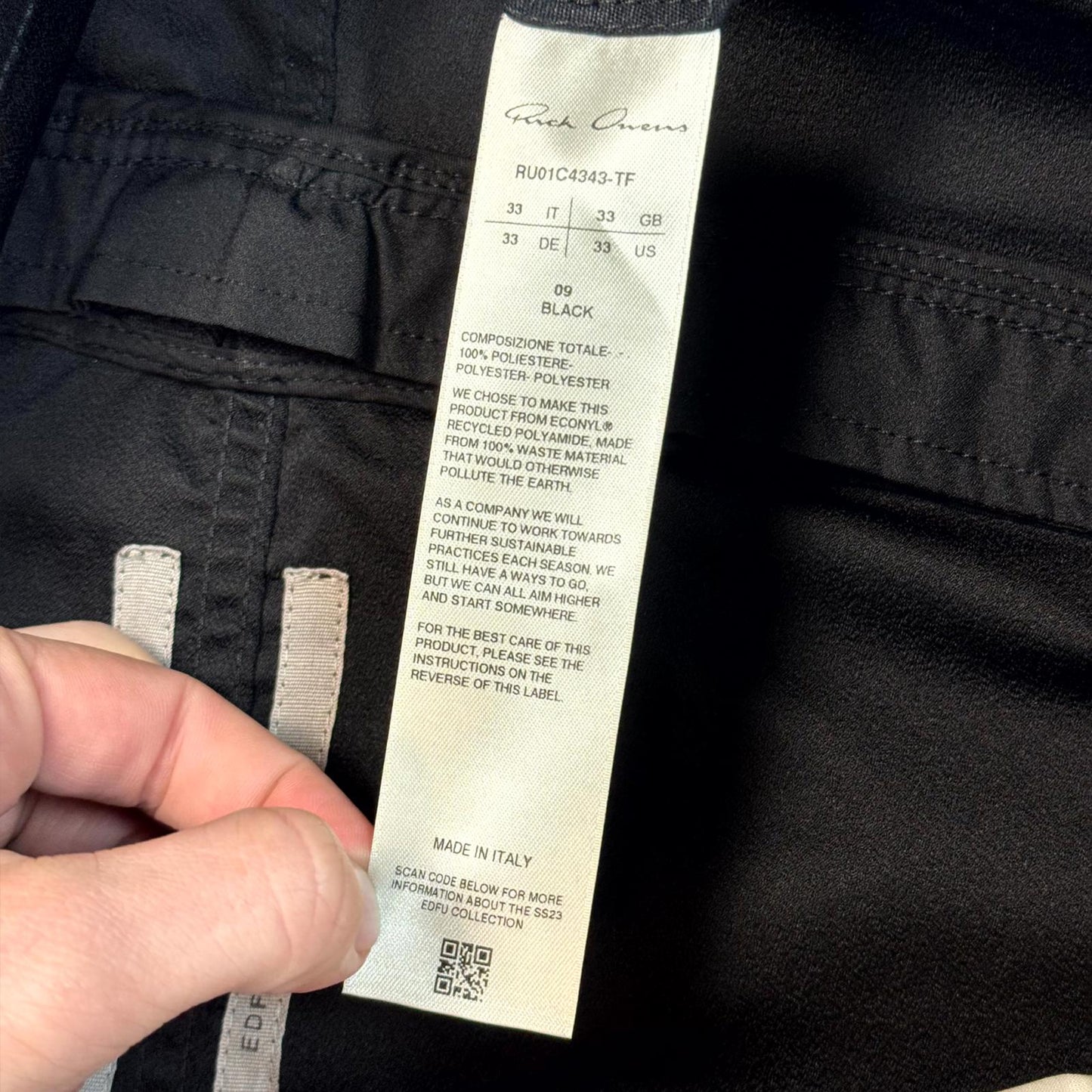 SS23 Rick Owens “Edfu” Nylon Banana Cut Pants
