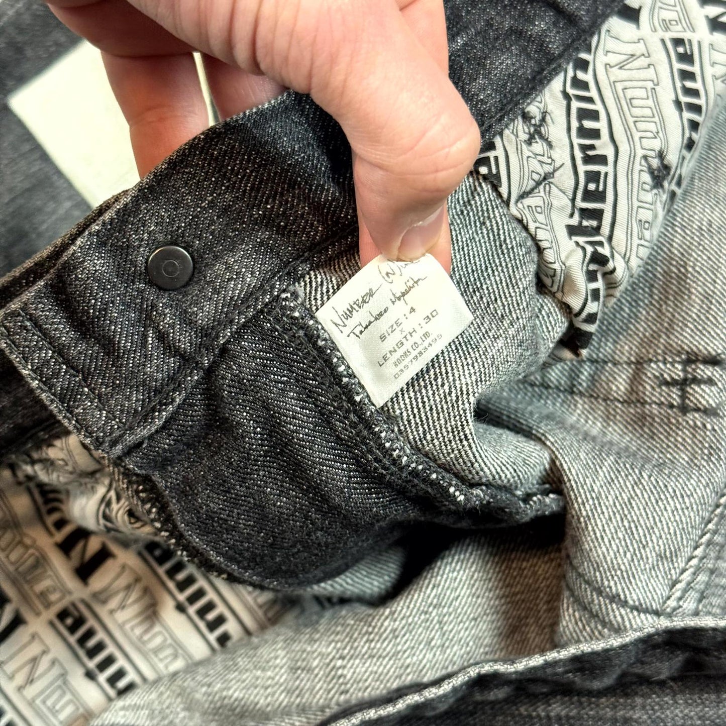 AW04 Number (N)ine ‘Give Peace A Chance’ Pain Denim