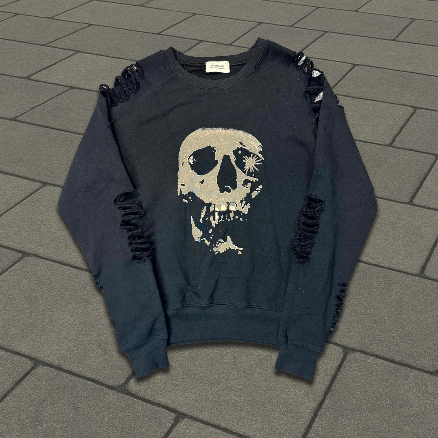 Hysteric Glamour Mihara Yasuhiro Distressed Skull Sweatshirt