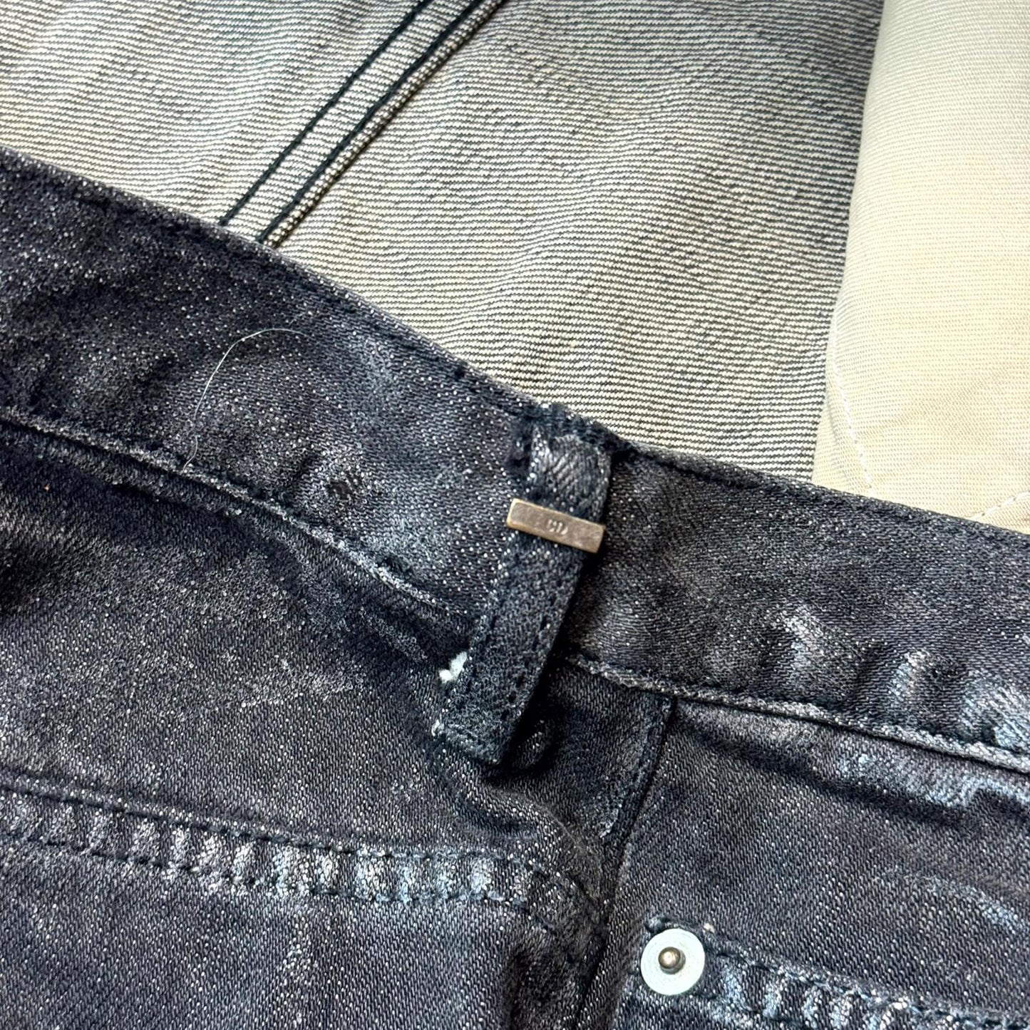 AW04 Dior Homme Black Waxed Luster Denim