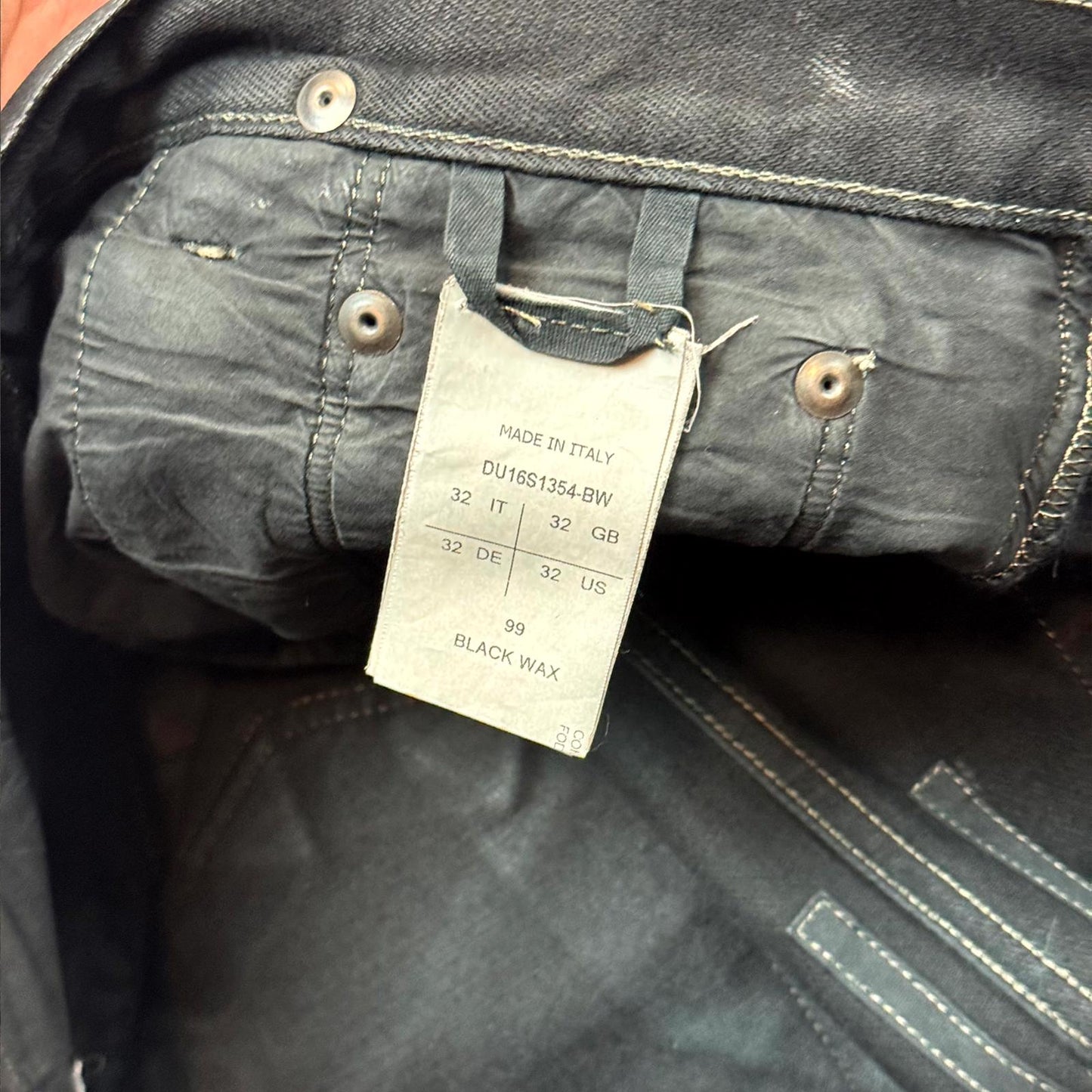 SS16 Rick Owens Black Waxed Torrence Cut Denim