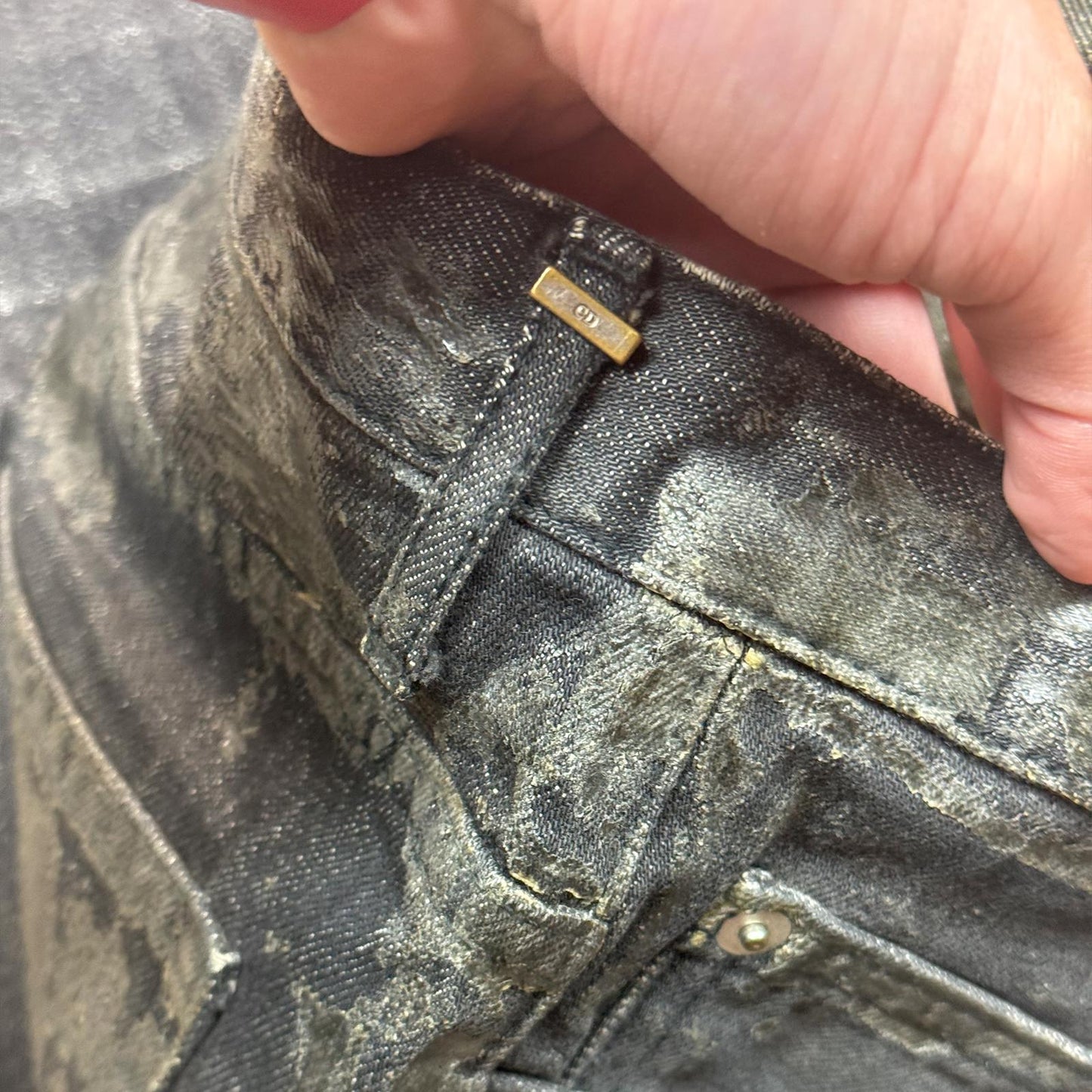 AW05 Dior Homme Black Waxed Denim