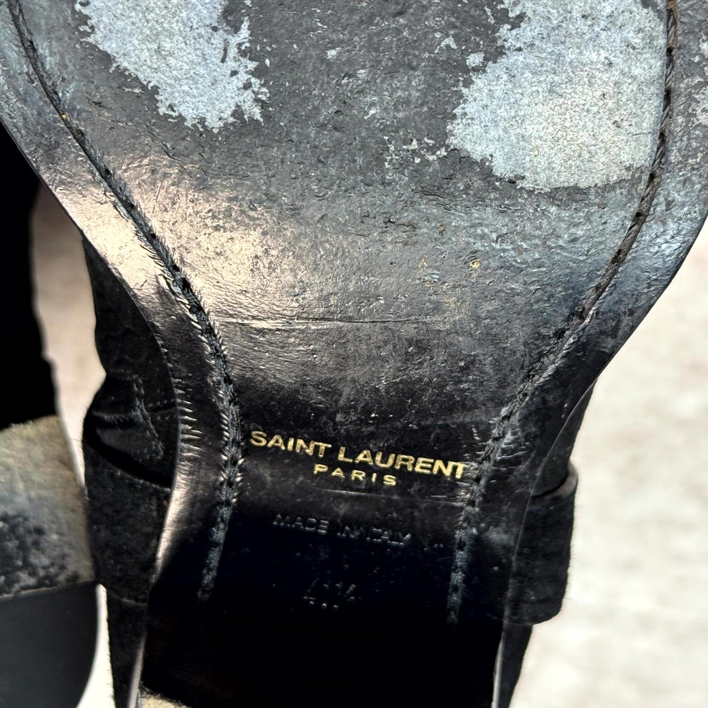 Saint Laurent Paris Black Croc Embossed Wyatt Boots