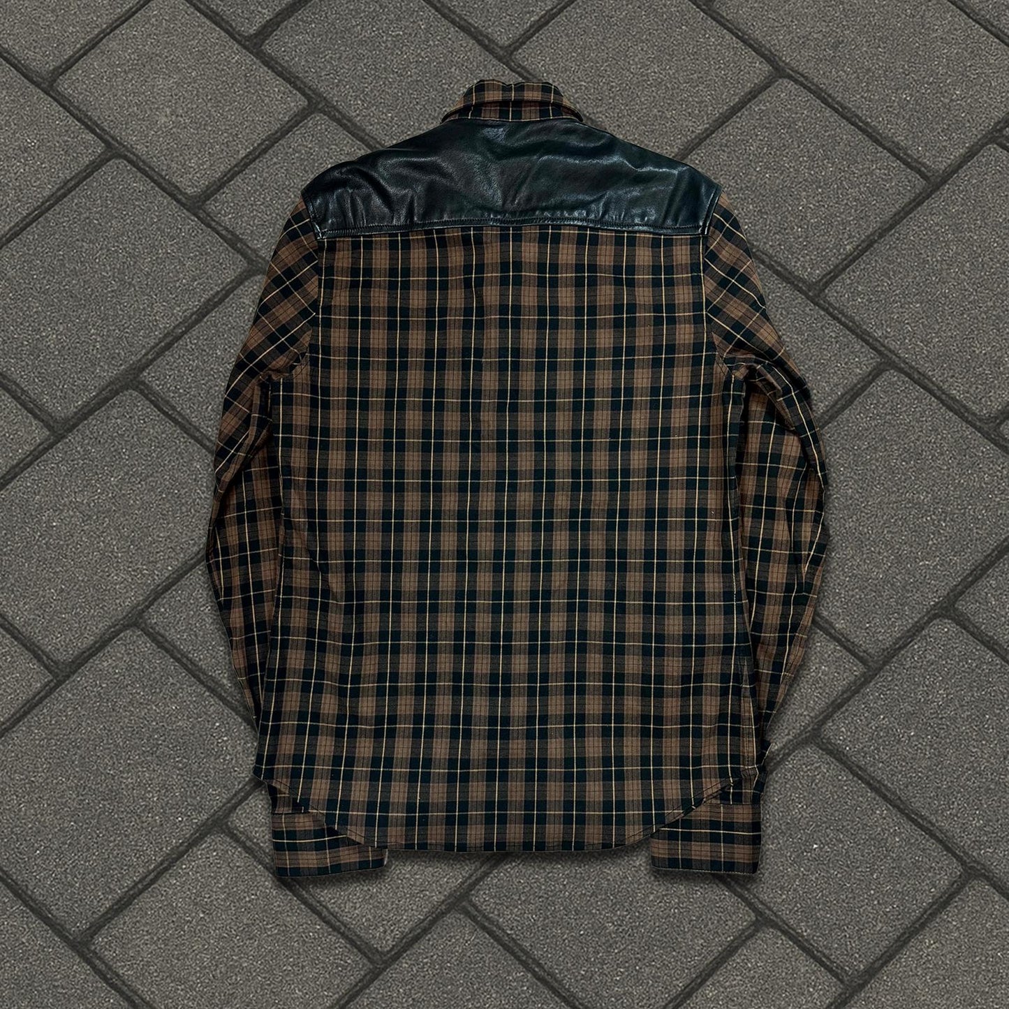 Chrome Hearts Brown Lamb Leather Cross Patch Flannel
