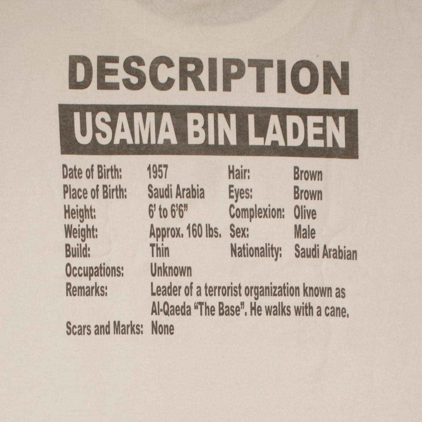 2001 Osama bin Laden Coward Tee