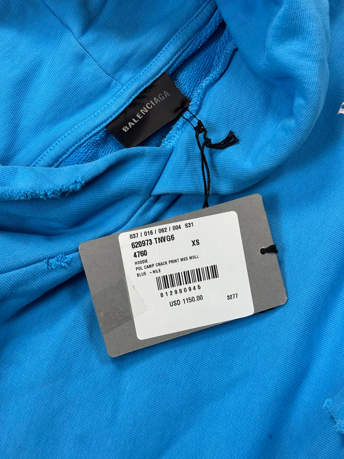 SS23 Balenciaga Blue Distressed Campaign Hoodie