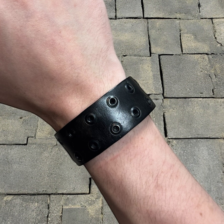 SS04 Dior Homme Black Studded Strip Bracelet