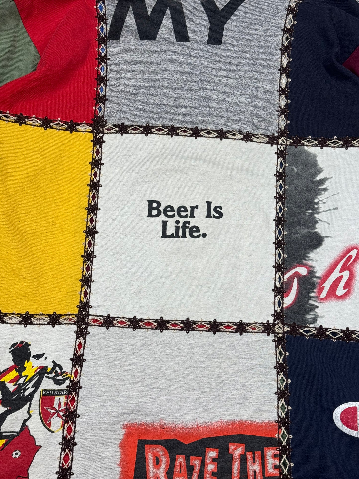 AW02 Number Nine “Beer Is Life” Patchwork Shirt