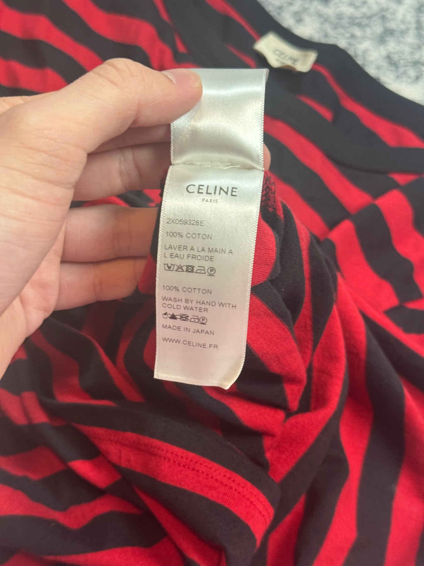Celine Black/Red Striped Tee