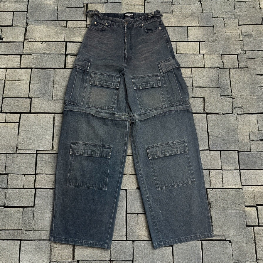 FW21 Balenciaga Indigo Convertible Denim Cargos
