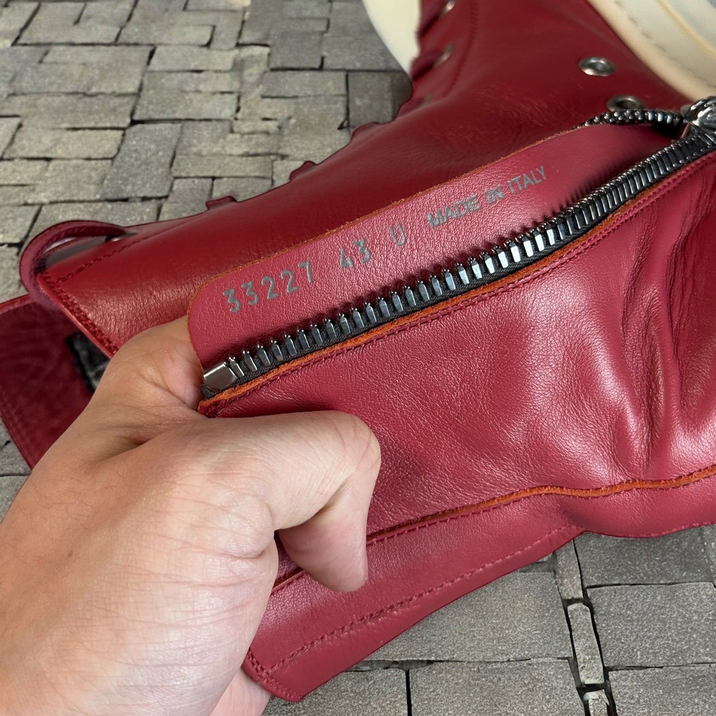 Rick Owens Red Leather Ramones