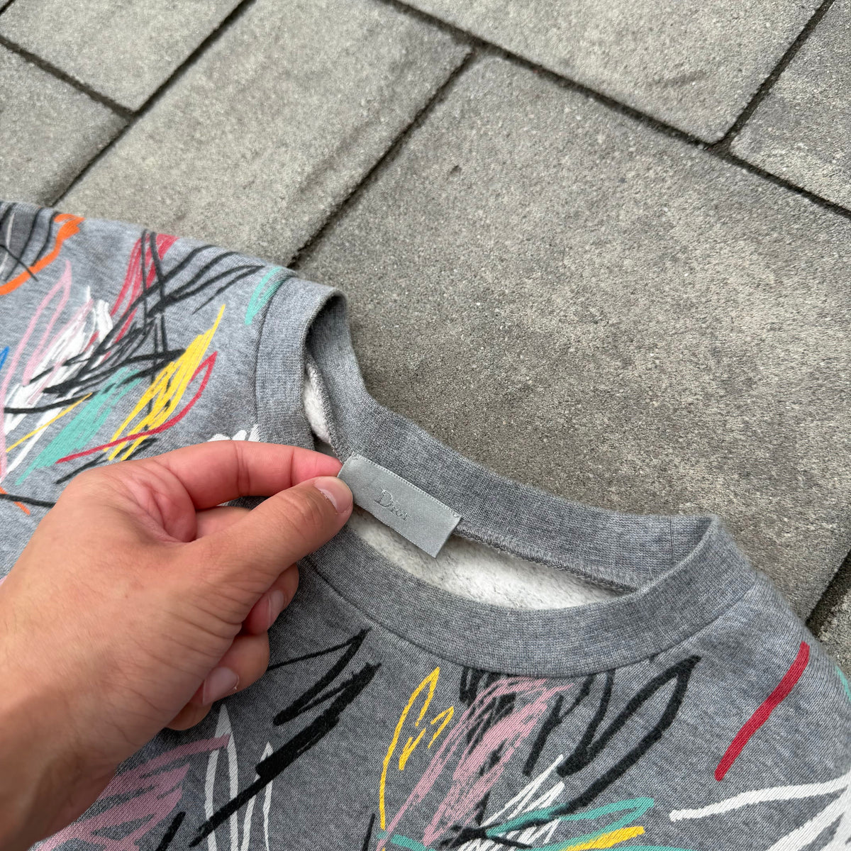 SS15 Dior Homme Grey Scribble Crewneck