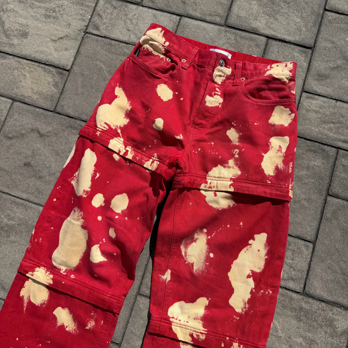 SS18 Balenciaga Red Bleached Convertible Denim
