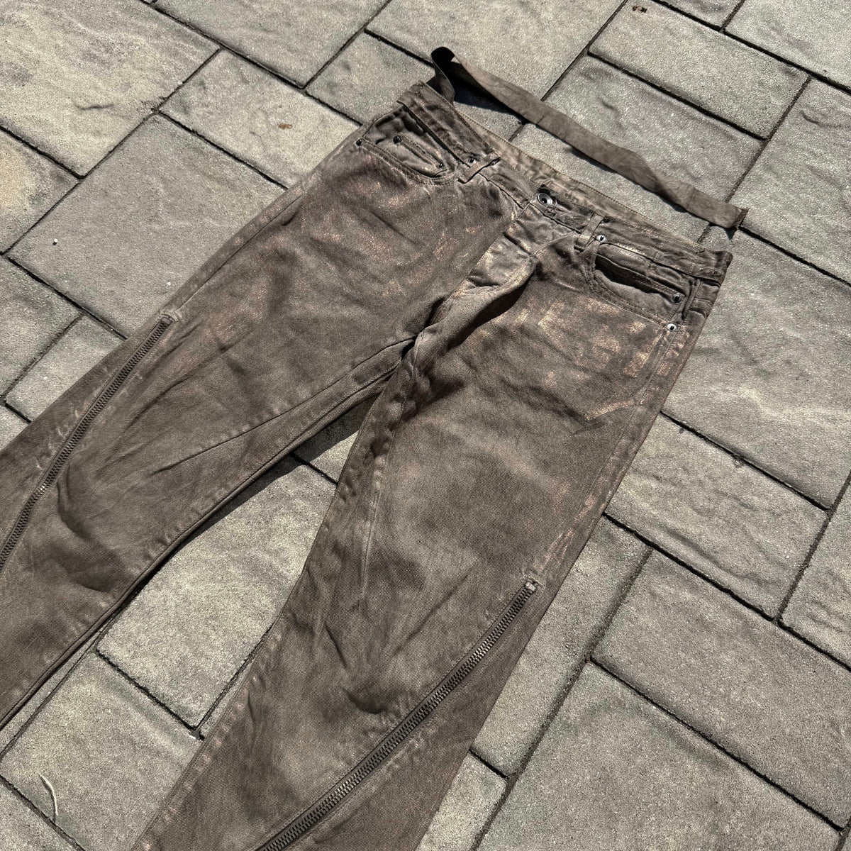 SS09 Rick Owens Gold Wax Banana Cut Denim