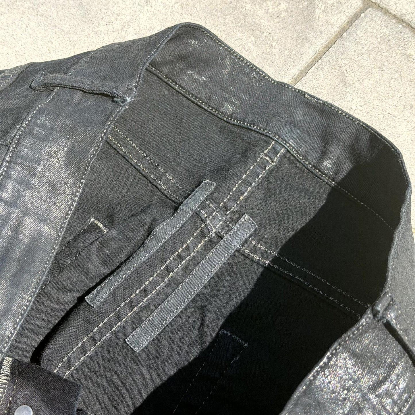 SS15 Rick Owens Black Scrub Waxed Detroit Denim