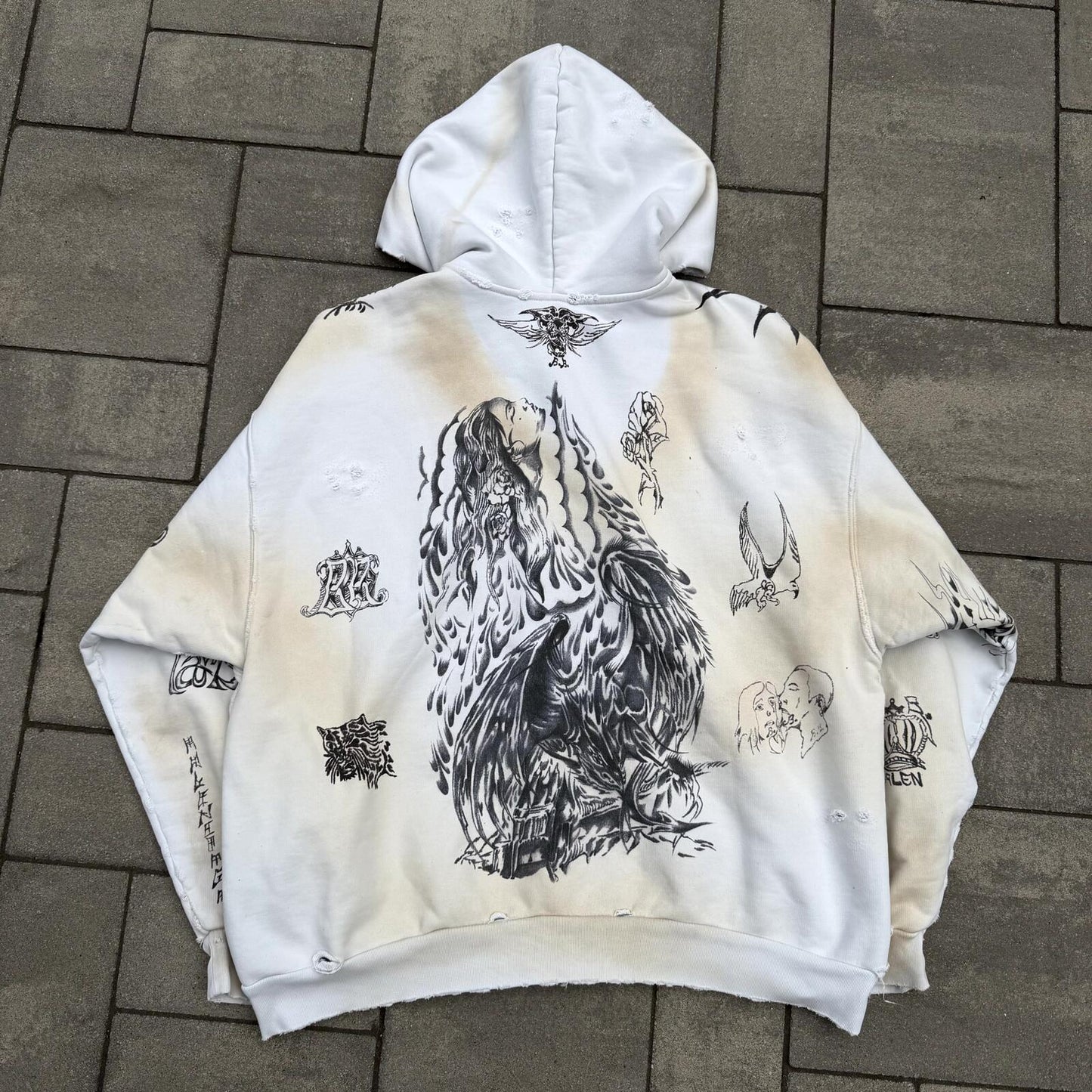 SS24 Balenciaga White Tattoo Hoodie