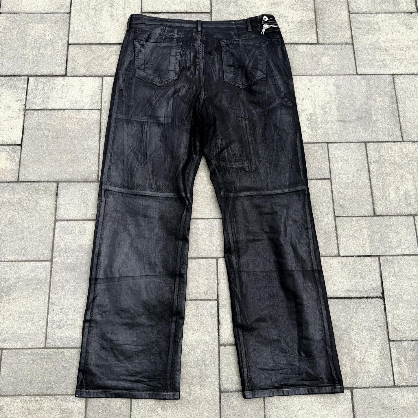 SS25 Rick Owens Black Wax Double Layer Aircut Denim