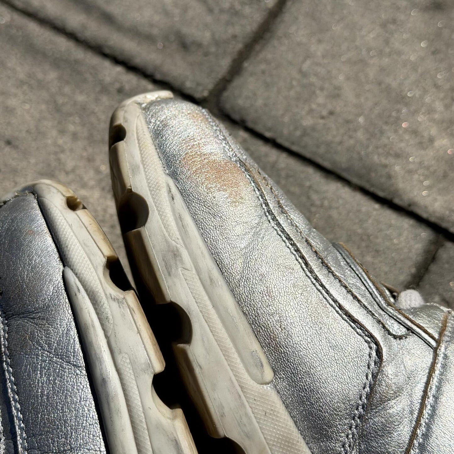 Chanel Sample Silver Mid Top Sneakers
