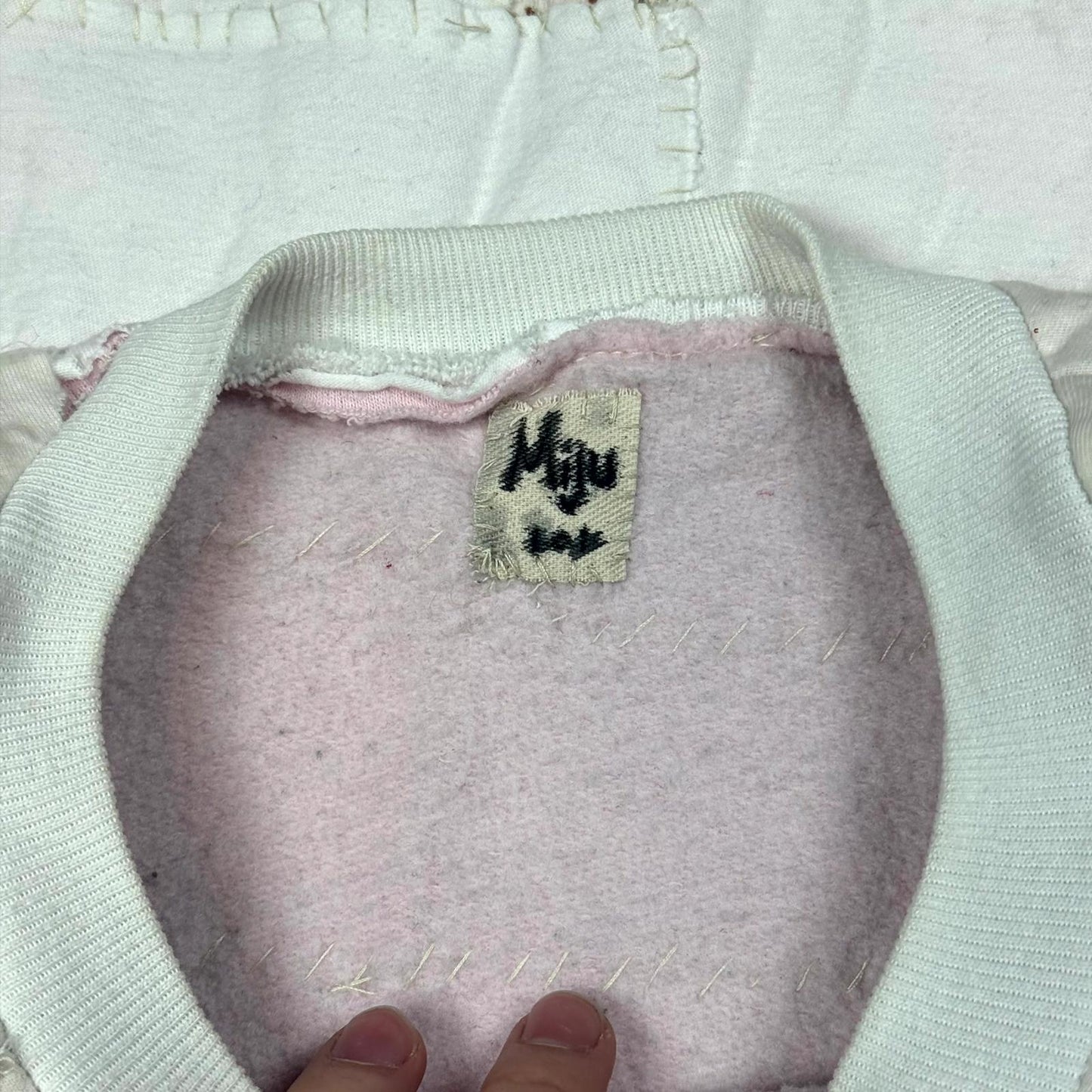 Miju Repairs White Full Patchwork Crewneck