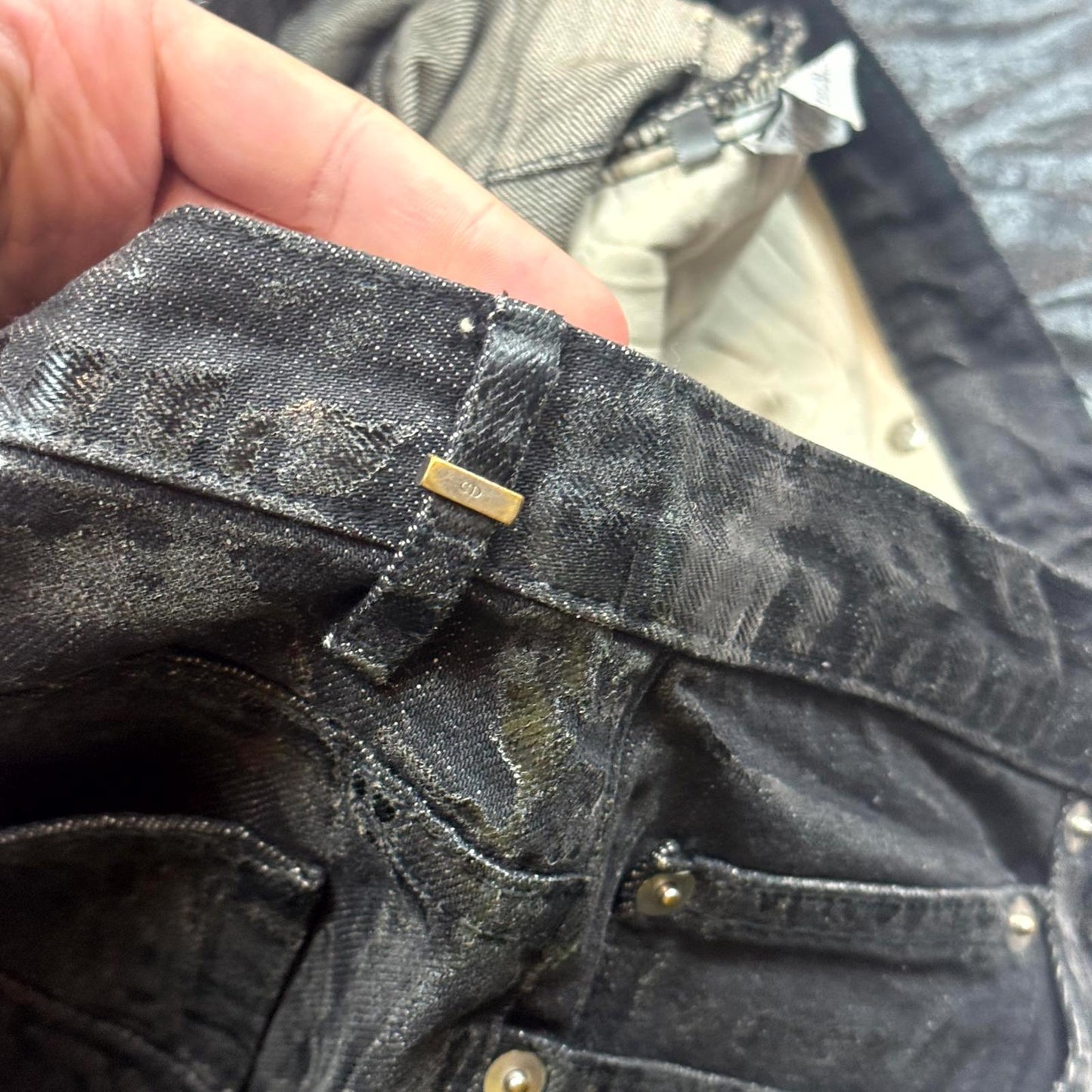 AW03 Dior Homme Black Waxed Luster Denim