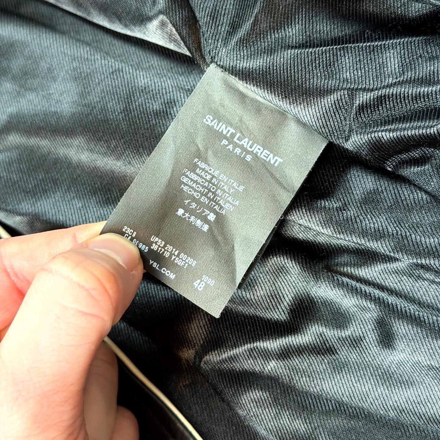 FW14 Saint Laurent Beige Leather Moto Jacket