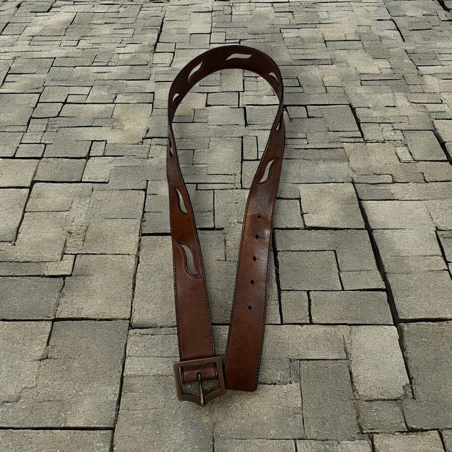 SS05 Dior Homme Hollow Pattern Brown D-Point Belt