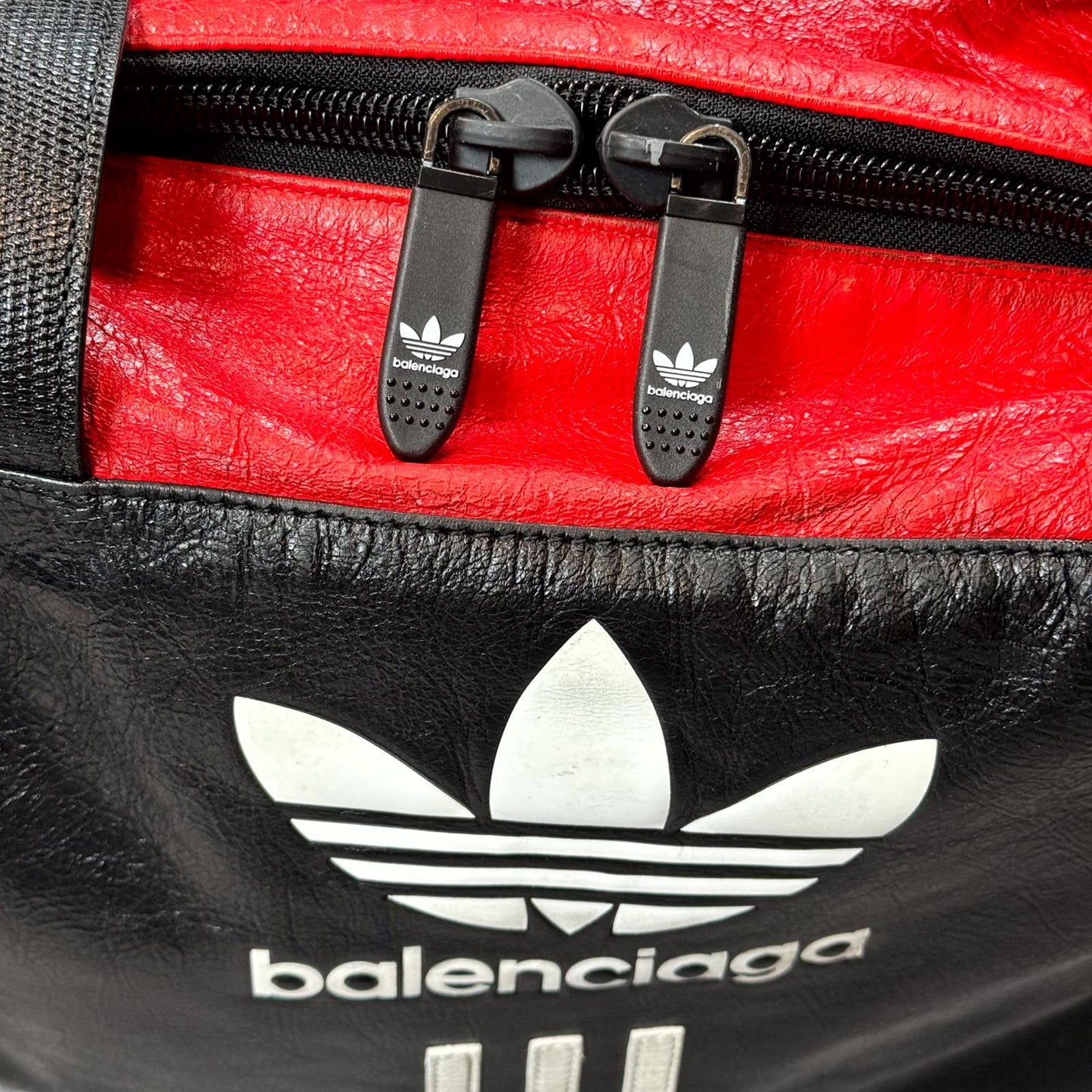 Balenciaga Adidas Trefoil Red Leather Duffel Bag